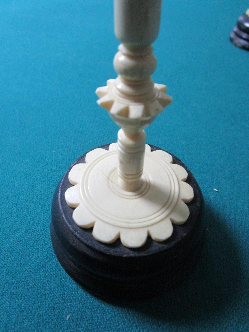 CANDLE HOLDERS PAIR COW BONE ON WOOD BASE 7" ^^^