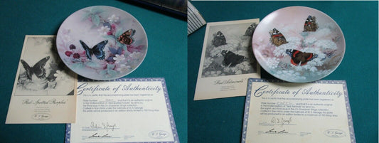 Lena Liu Butterflies Collector Plate Red Spotted / Red Admirals Orig Pick 1 ^^