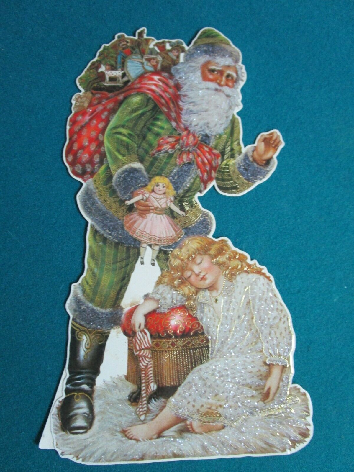 VINTAGE DIE CUT TRADING CARDS SANTA AND ANGEL