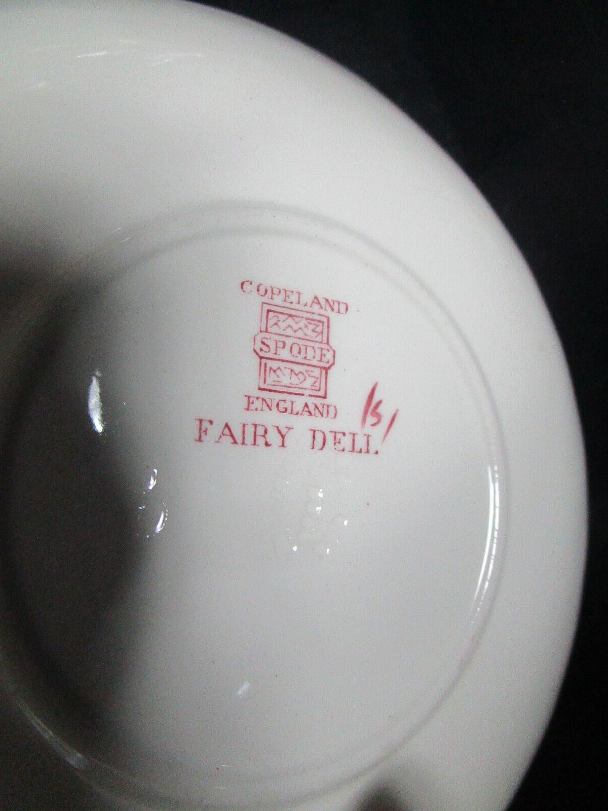 COPELAND SPODE ENGLAND RED TRANSFERWARE "FAIRY DELL" CUP SAUCER