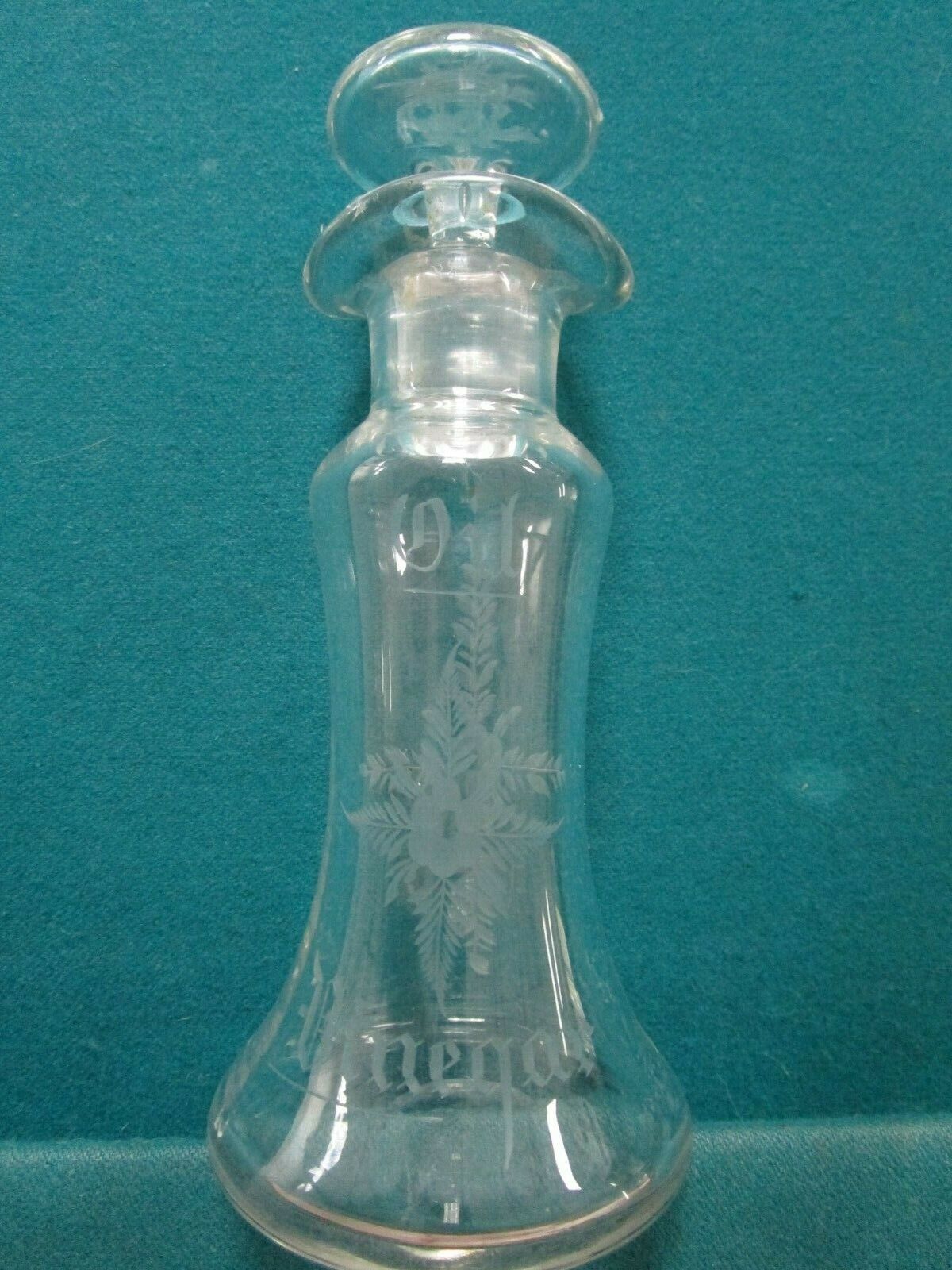 VICTORIAN ANTIQUE GLASS ETCH CRUET OIL-VINEGAR