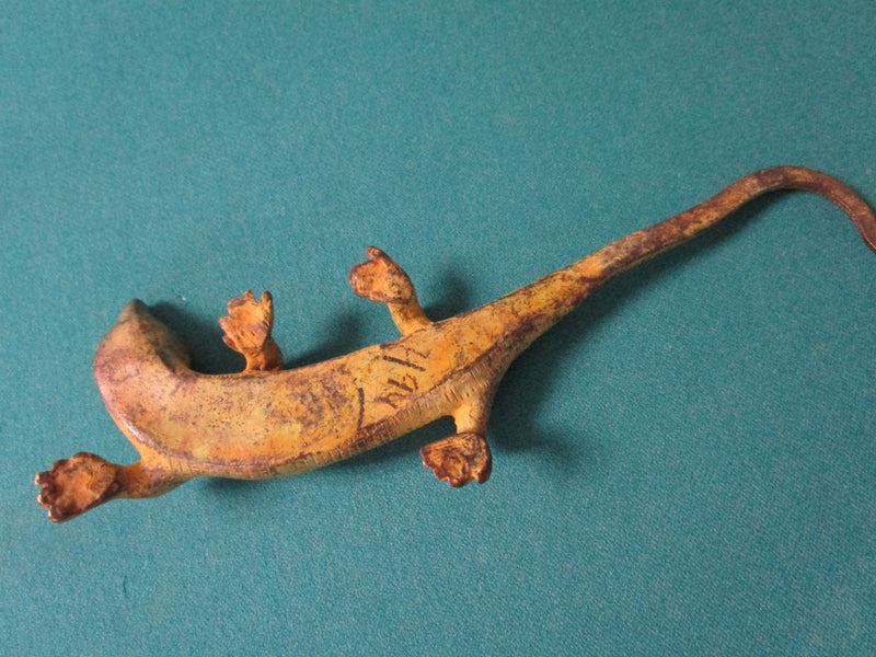BRASS ALLIGATOR PAPERWEIGHT DESK 10"