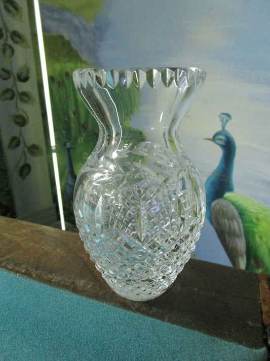 THOMAS JAMES SIGNED  CRYSTAL CUT VASE 5 1/2"