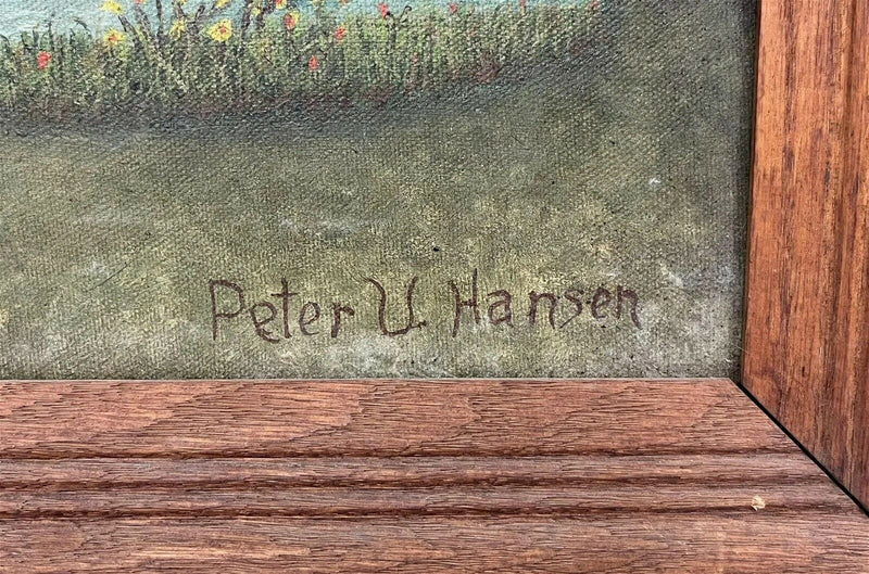 Peter Hansen ( Denmark ) Impressionist Landscape original Oil on Canvas Painting
