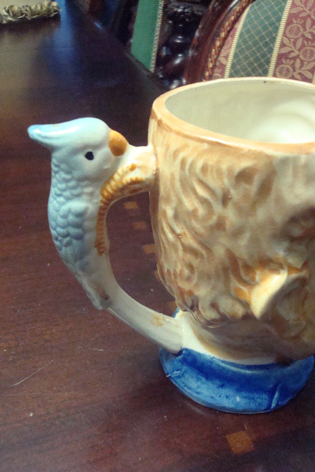 Vintage Toby Mug Clown with Parrot Handle Made in Occupied Japan [97b]