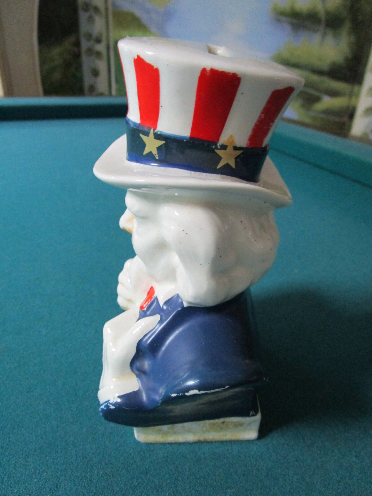 Uncle Sam, ceramic coin bank, made in Japan, c1960s, 6 1/2" tall RARE