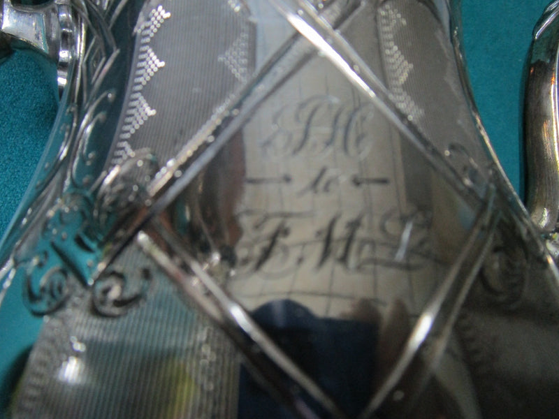 ANTIQUE REED & BARTON #1987 TEAPOTS COFFEE POT SILVERPLATE  MONOGRAMED 5PCS