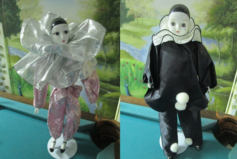 Harlequin Crying Jester Girls Deco Belle Epoque Silk Dresses Pink / Gold Pick1