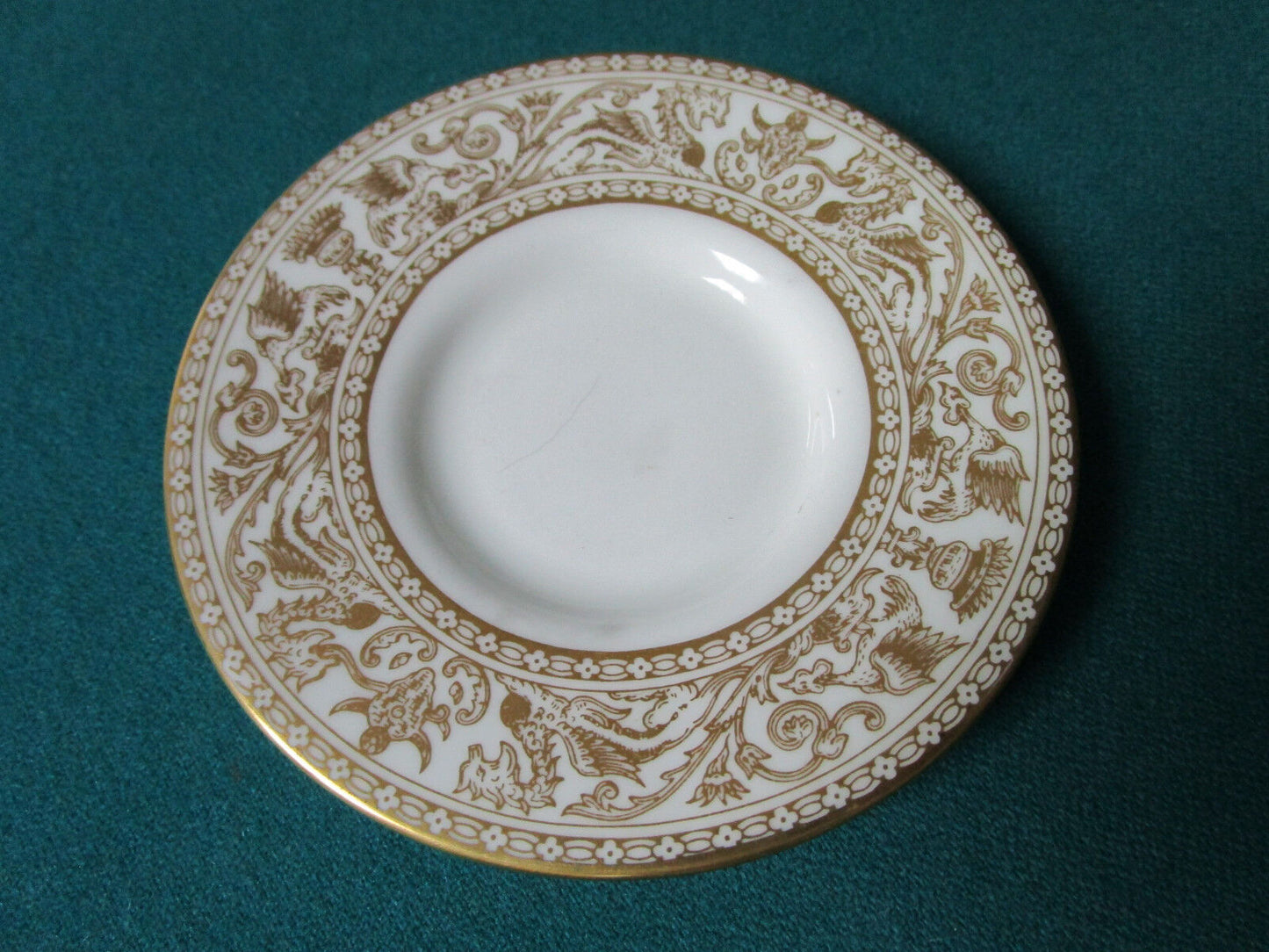 WEDGWOOD ENGLAND  ANTIQUE COFFEE CUP AND SAUCER GOLDEN FLORENTINE ORIGINAL