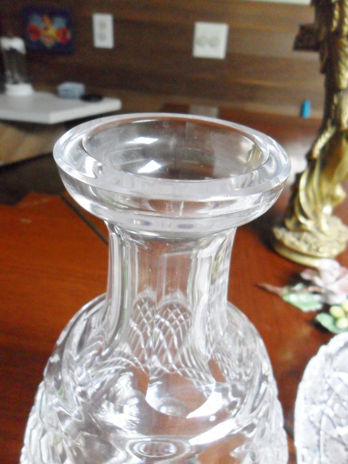 Vintage pressed glass large decanter 13" tall,  with cover[aB]