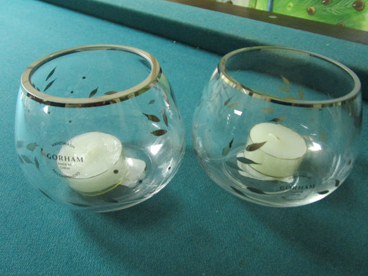 Gorham Crystal 2 Votive Candle Holder Flowering Meadow New ^^