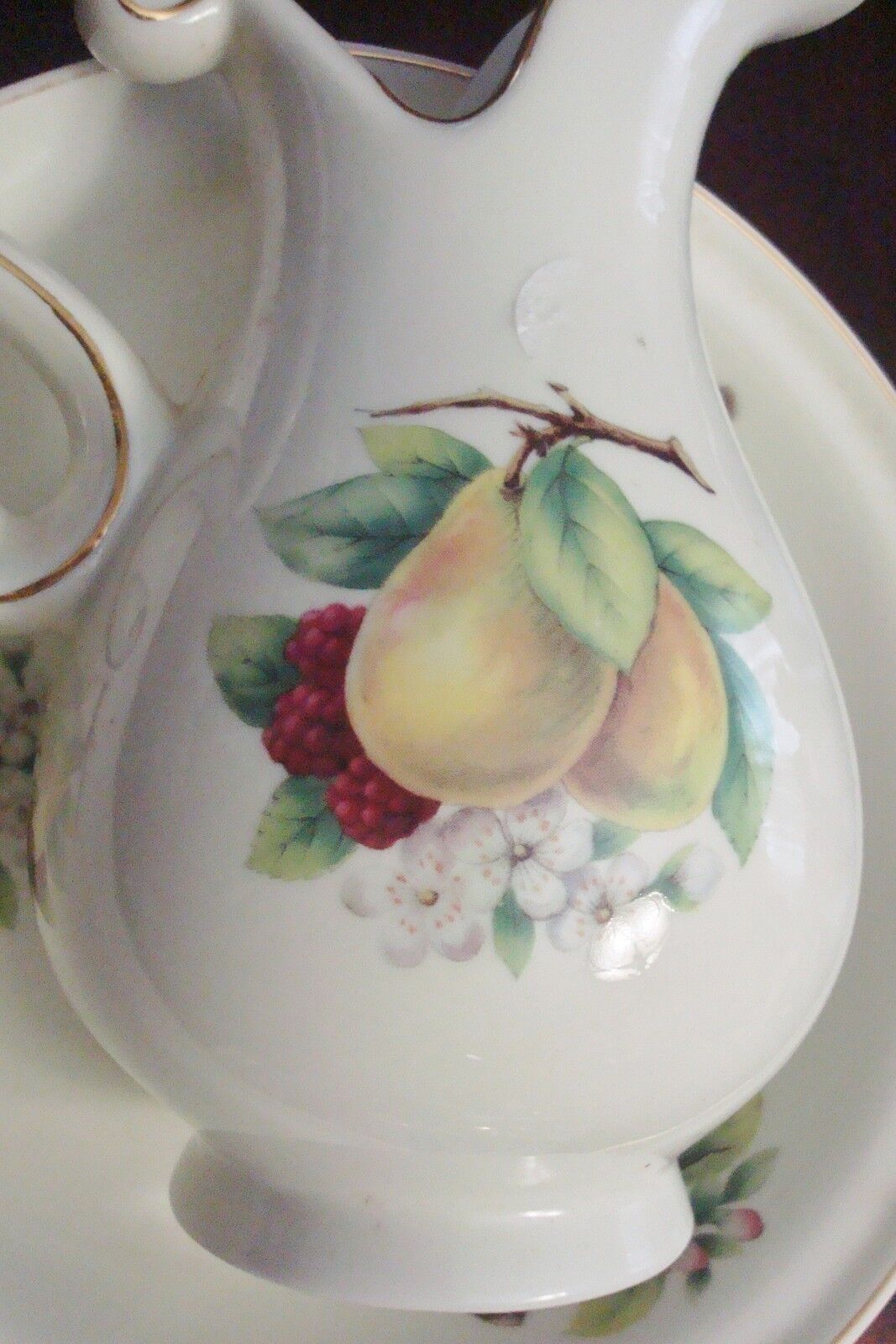 Vintage Formalities Pitcher and matching Bowl  By Baum Bros FRUITS