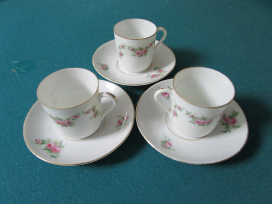 Antique  HERMANN OHME, Silesia, now Poland, 1900s 3 cups and saucers rare