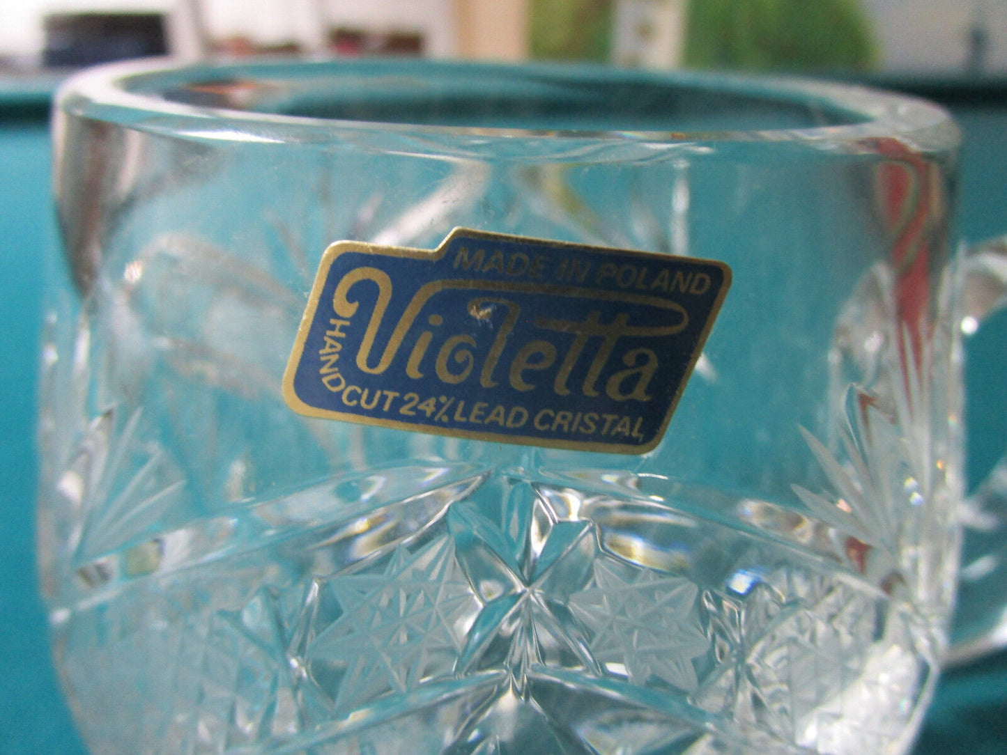 VIOLETTA POLAND CRYSTAL CUT LARGE CUP WITH HANDLE MUG [*GL-10]