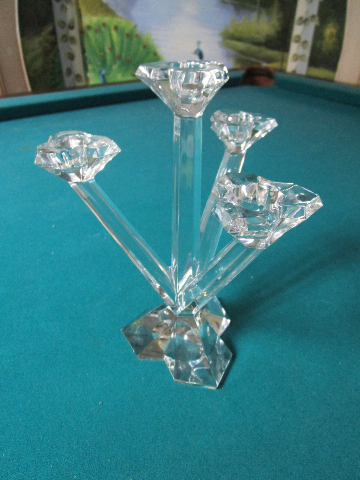 VILLEROY AND BOCH CRYSTAL CANDLE HOLDER 9 1/2" 3 BRANCHES