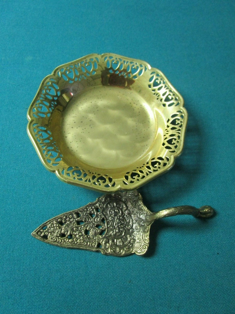 Golden Dish Brass Spoon Server 6" Spoon 7"