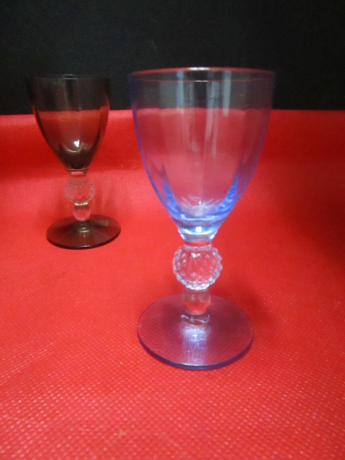 Morgantown crystal cordials blue and black 3 1/2"