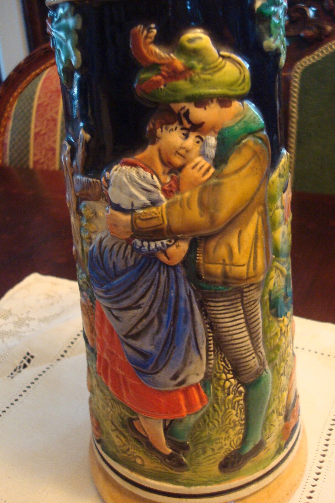 Albert Jacob Thewalt covered Stein - Germany 13" DANCING TYROL COUPLE