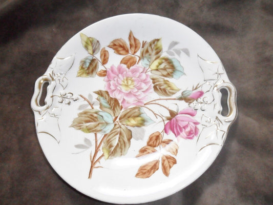 Two handle flower and gold tray made in Germany, gold , multicolor bouquet