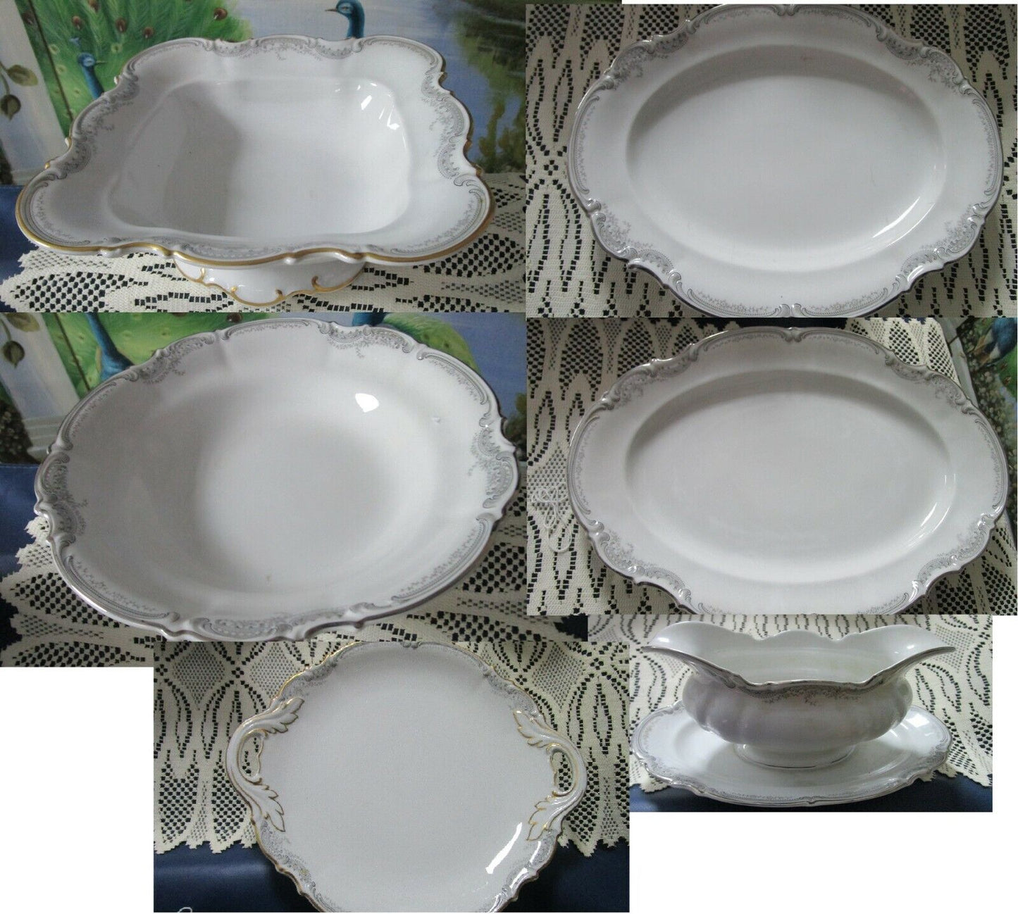 HUTSCHENREUTHER SYLVIA gold/ platinum BOWLS  OVAL ROUND  TRAYS GRAVY BOAT PICK 1