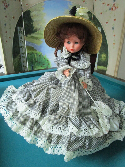 1980s MADAME ALEXANDER ORIGINAL DOLL SOUTHERN BELLE CHECKERED DRESS 17"