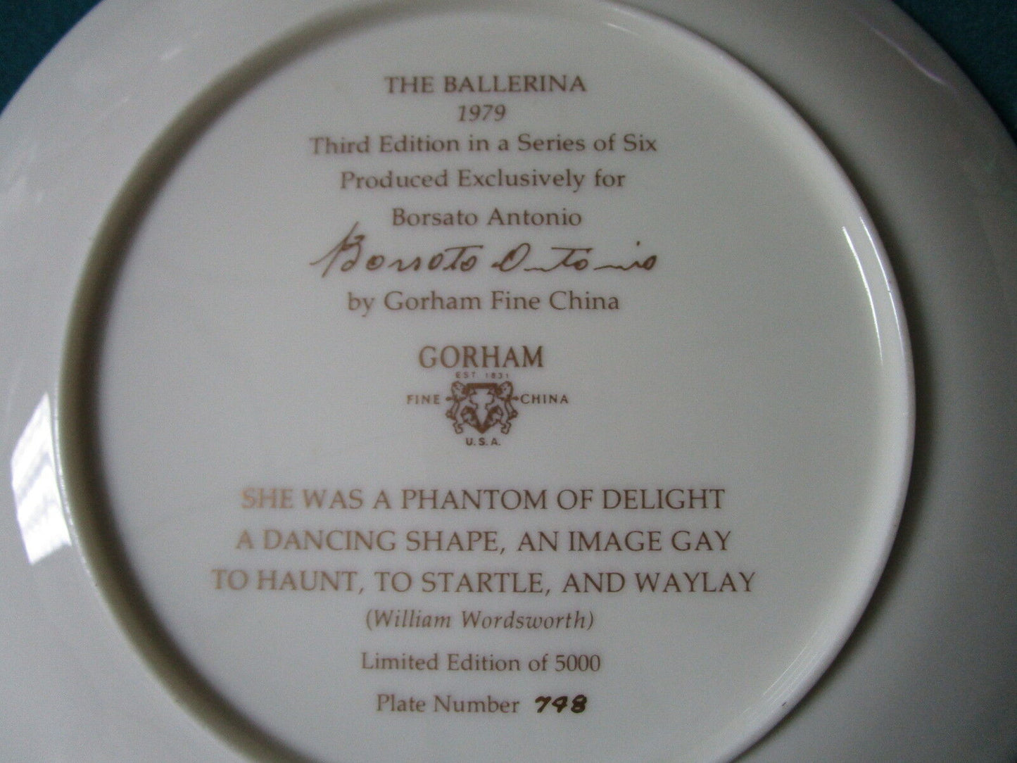 "The Ballerina" Borsato Antionio by Gorham Fine China[am5]