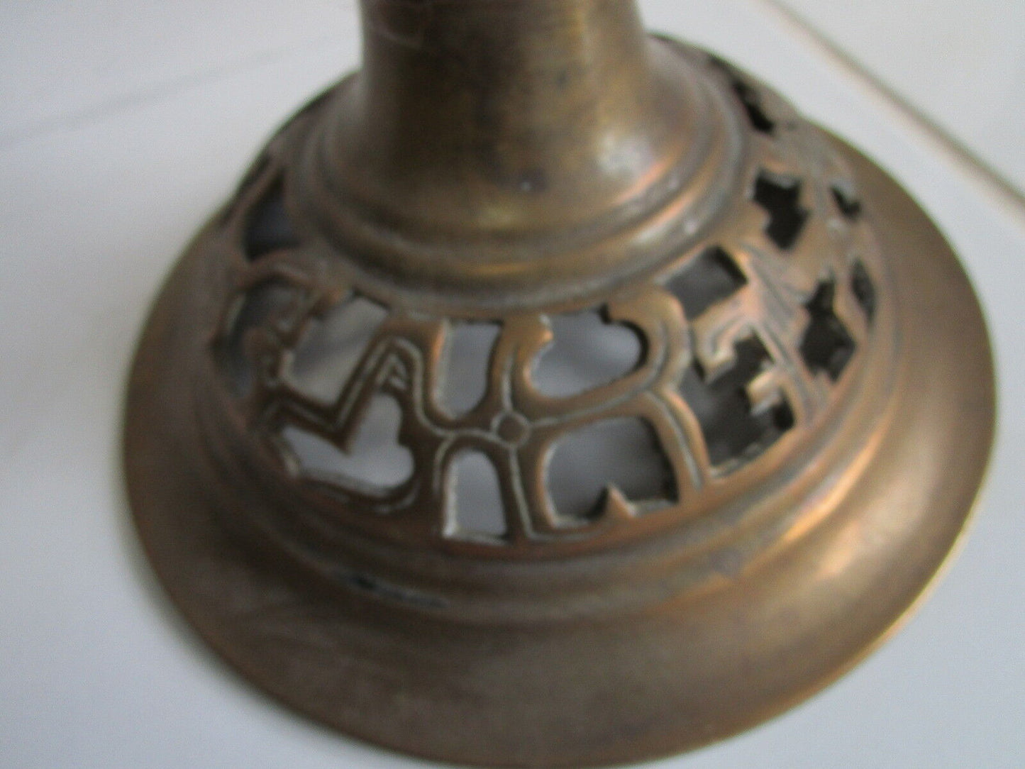 Antique Bronze standing pillar candle holder, made in China, dragon engravings