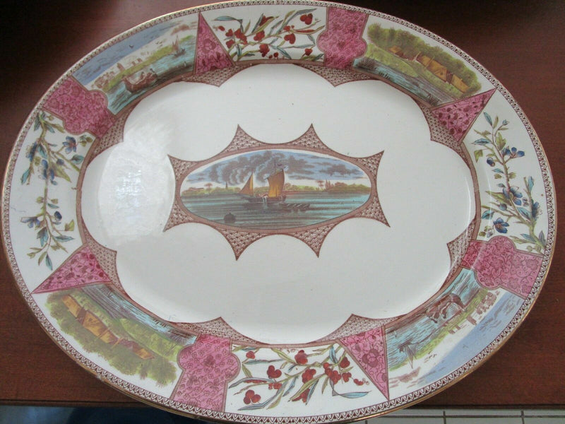 FORD & RILLEY BURSLEM ENGLAND ANTIQUE RED BORNEO TRAYS BEE MARK ORIGINALPICK 1