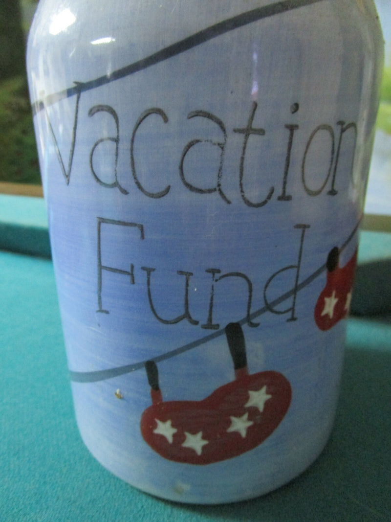Vacation Fund Pottery MILK Bottle COIN BANK