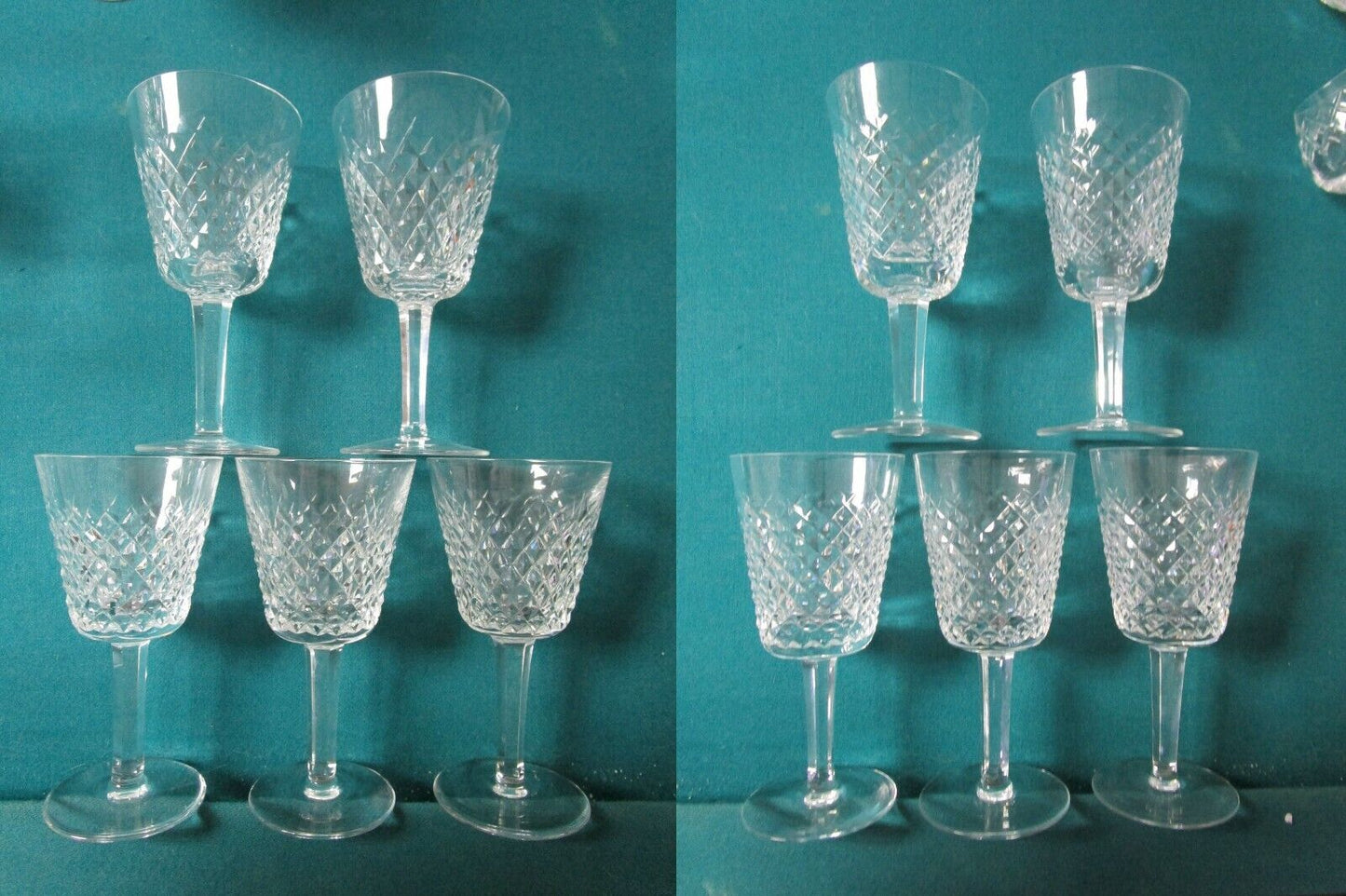 WATERFORD ALANA PATTERN INCISED MARK WINE AND WATER GOBLETS PICK 1 SET