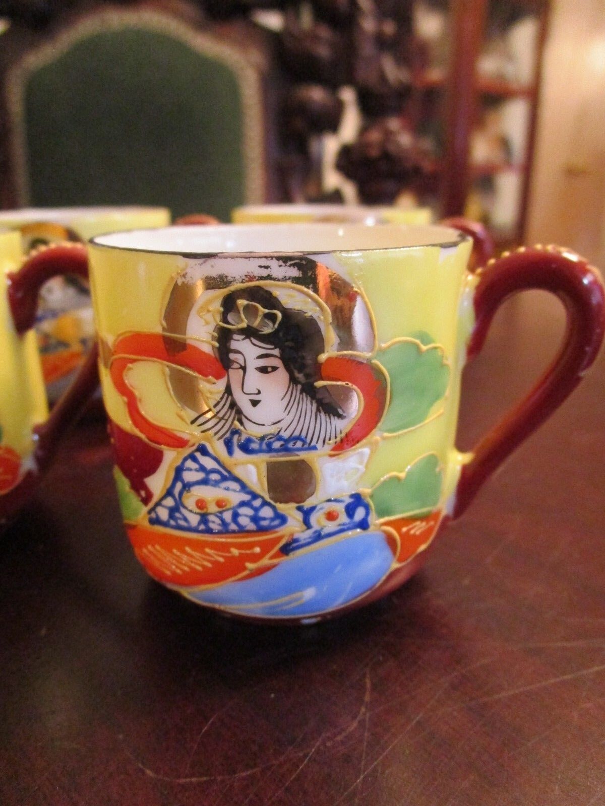 1940S JAPANESE COFFEE SET 5 PIECES, MORIAGE HAND PAINTED RARE