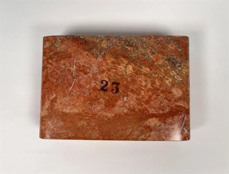 Asian BUDDHIST HANDCARVED HINGED Marble Box  TRINKET Tibet Buddha  6" X 4"