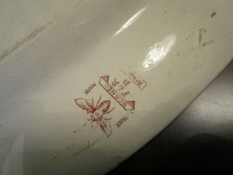 FORD & RILLEY BURSLEM ENGLAND ANTIQUE RED BORNEO TRAYS BEE MARK ORIGINALPICK 1