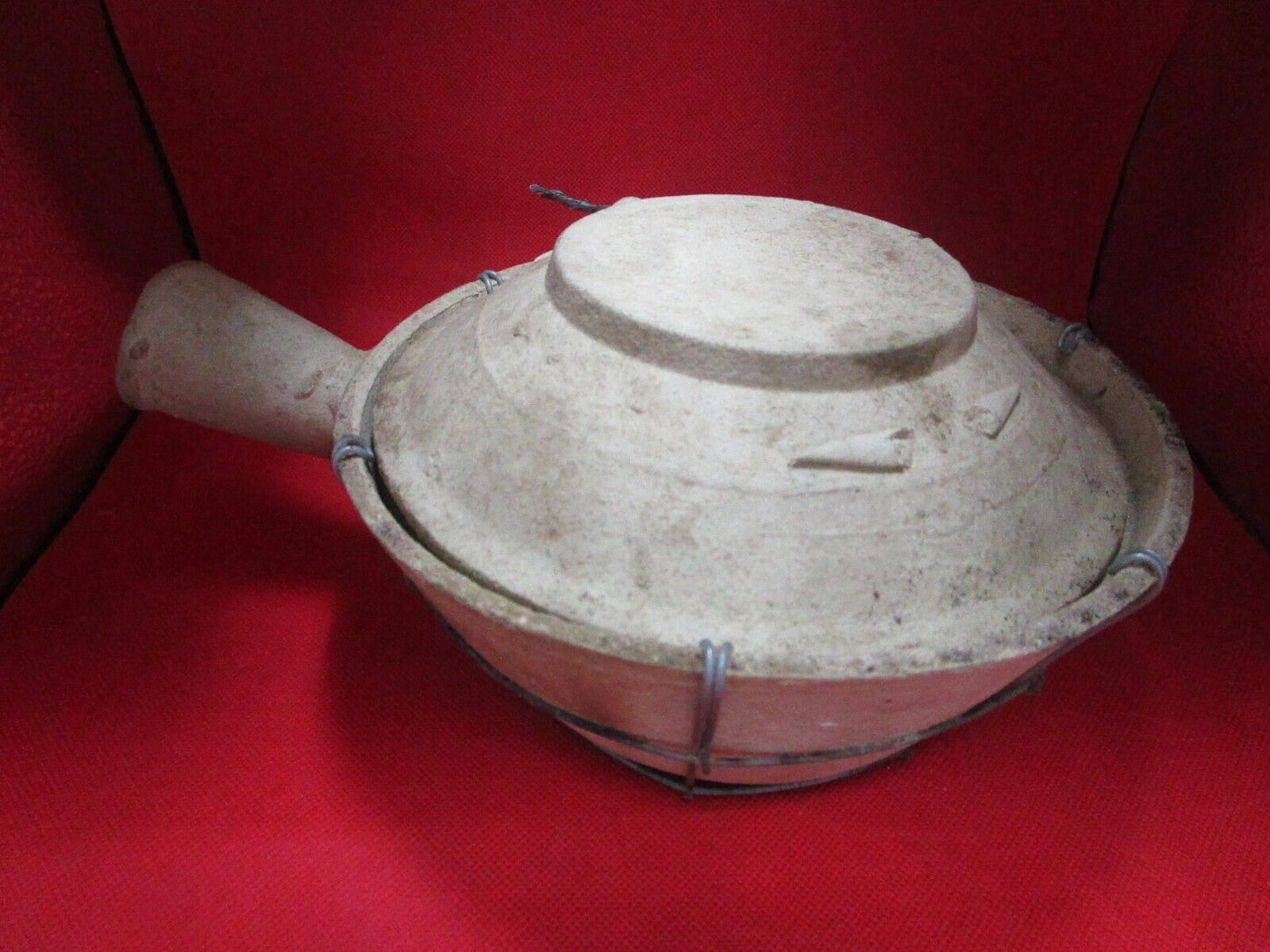 Antique Asia clay pot with handle original rice pot