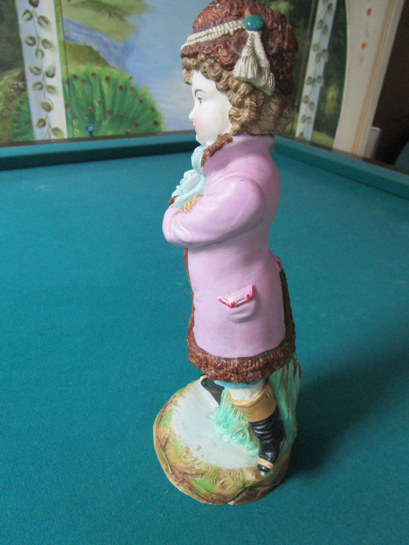 ANTIQUE GERMAN BISQUE SKATER GIRL FIGURINE 13" ORIGINAL