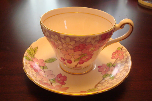 Tuscan cup and saucer made in England, white background