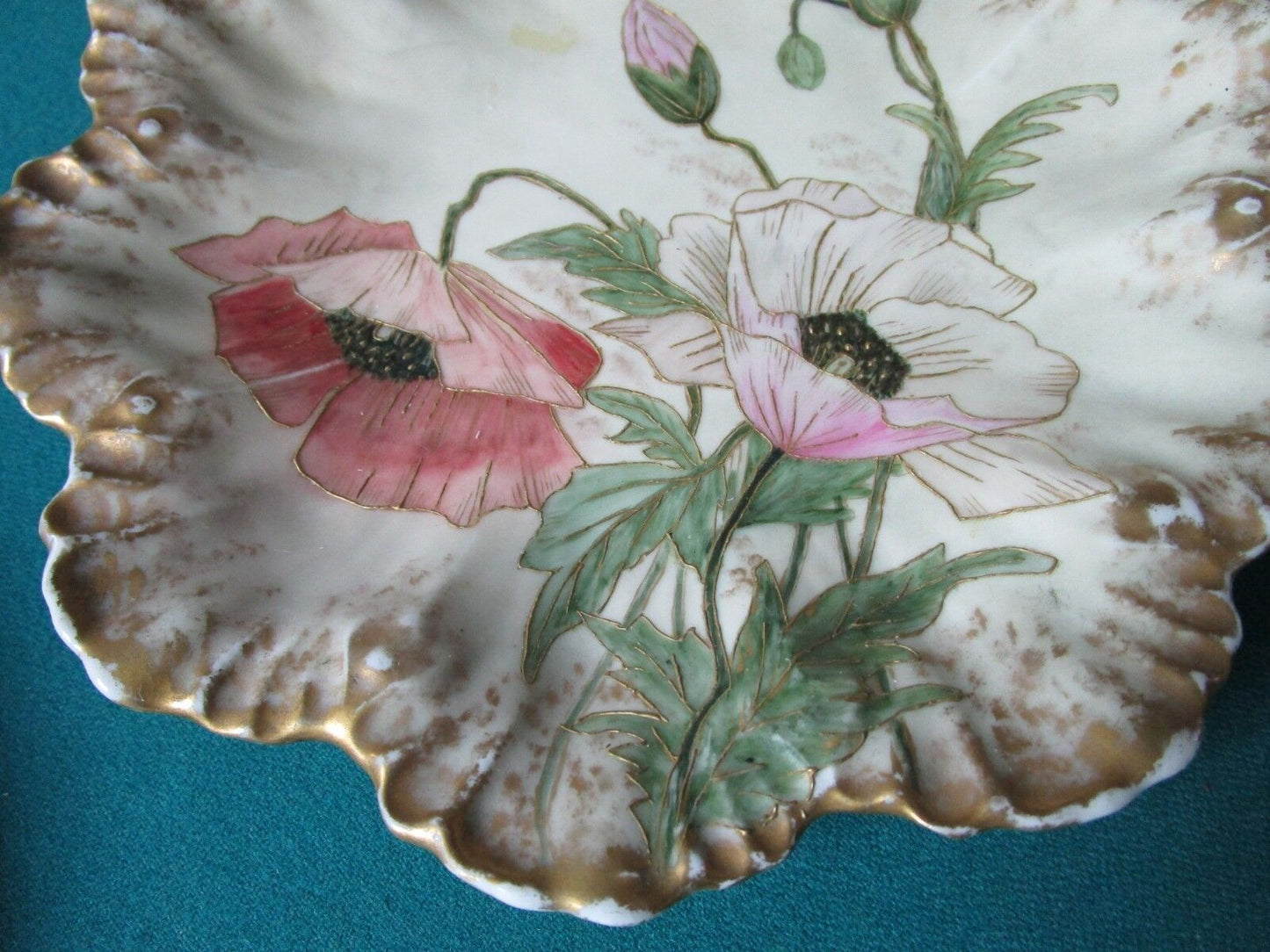 1900S ALFRED LANTENIER FRANCE CHINA PLATE PROFUSELY DECORATED FLOWERS AND GOLD^^