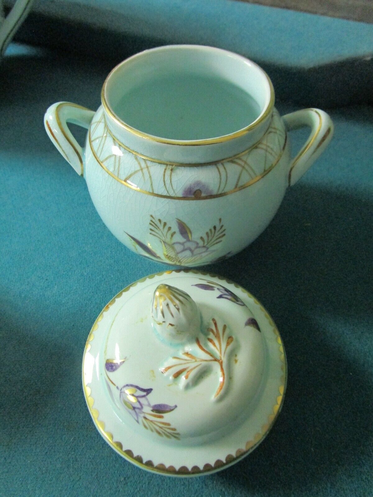 Adams England Calyx Ware teapot, creamer & sugar bowl with lid, pale green [95B]