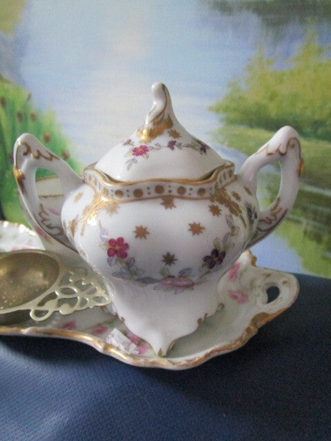 Limoges France Creamer And One Cup Coffee Egg Holder In Ray Streiner