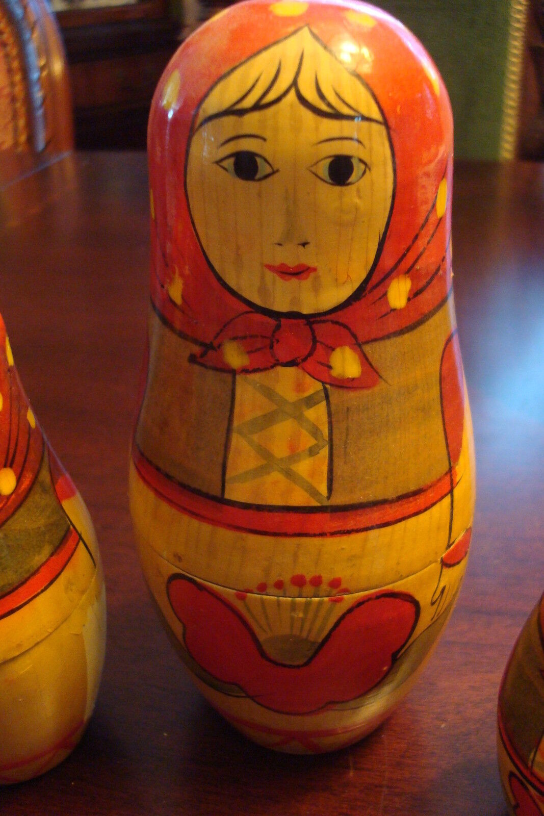 Vintage Nesting Dolls (5) 5 3/4" tall, hand painted