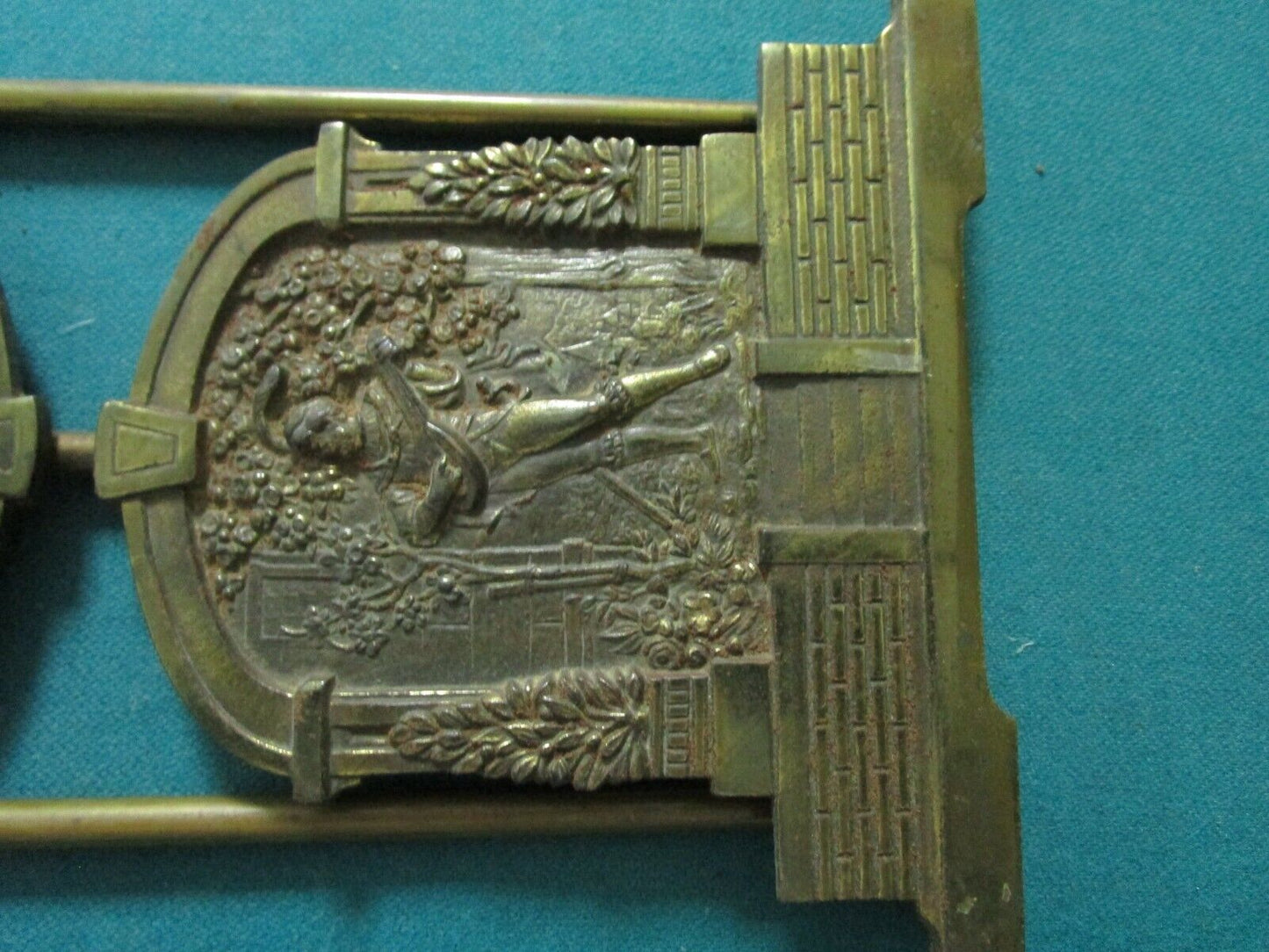 ANTIQUE BOOKENDS METAL ENGRAVED