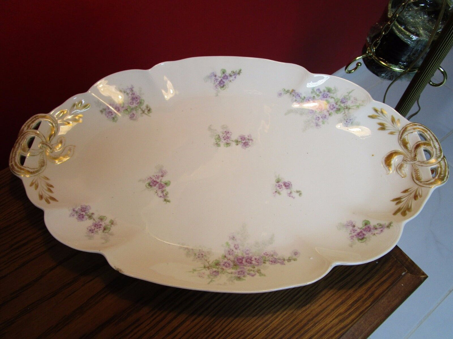 Antique Gerard, Dufraisseix & Abbot (GDA) Limoges LARGE tray , 19" x 12"