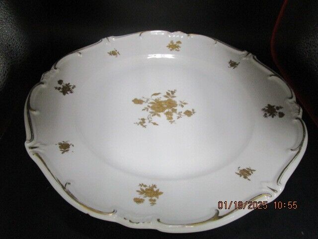 WEIMAR GERMANY WHITE AND GOLD ROUND TRAY 12.5 IN ^^