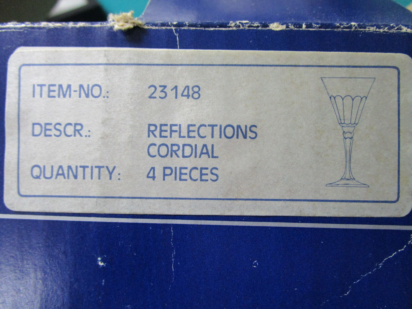 TOWLE REFLECTIONS 4 CRYSTAL CORDIAL GLASSES IN BOX 5" ORIGINAL