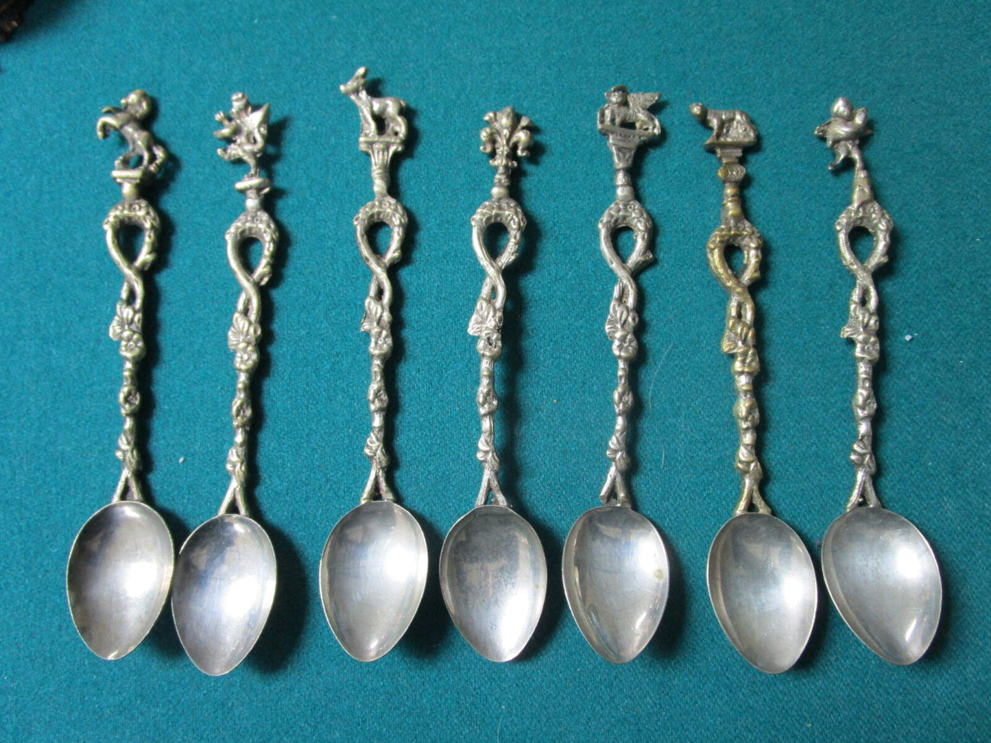 Vintage Silverplate Set of 7 ice tea spoons from Italy/Bordini Montagnani style