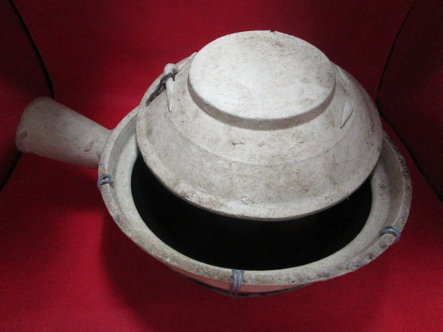 Antique Asia clay pot with handle original rice pot