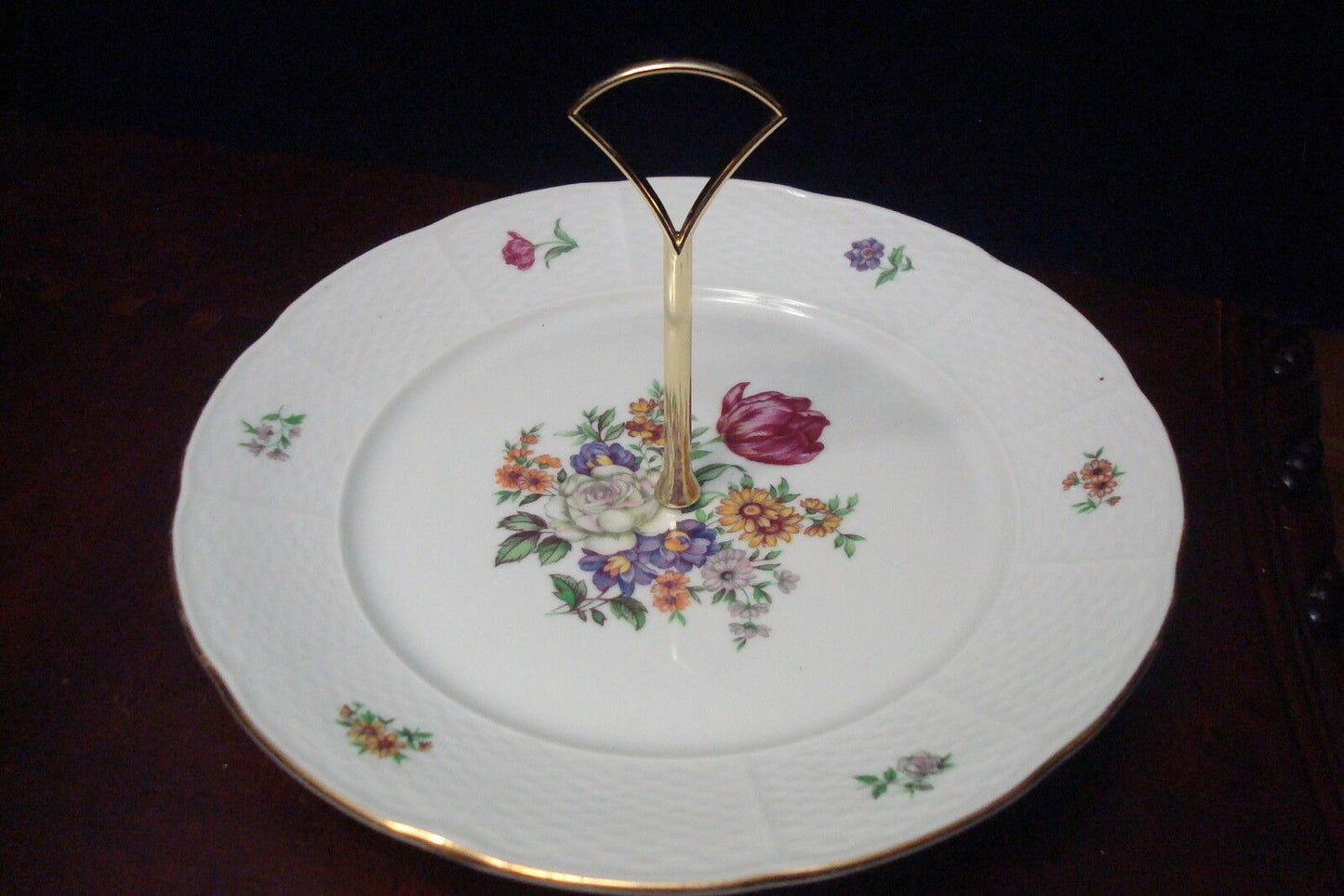 Vintage Baum Brothers THUN Bouquet Czechoslovakia CAKE PLATE, handmade[2ra]