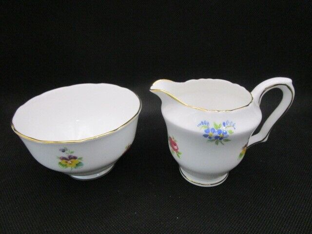 CROWN STAFFORDSHIRE ENGLAND FLAT DEMITASSE COFFEE FLORAL BOUQUET SET PICK 1