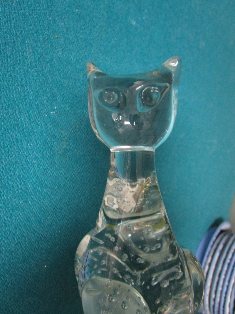Sitting Cat Crystal Paperweight 5 1/4"  [*PPWGT]
