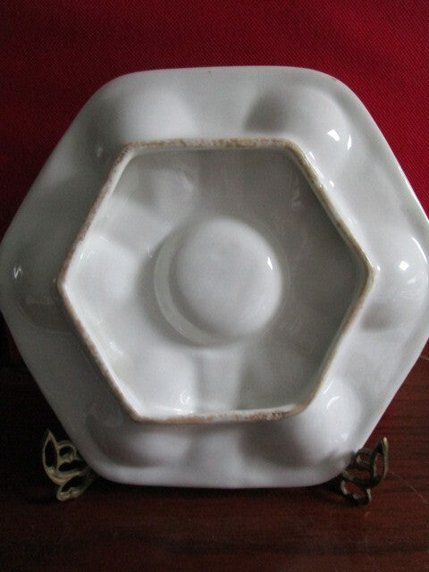 ANTIQUE MAJOLICA OYSTER PLATE 8 3/4" HEAVY CERAMIC